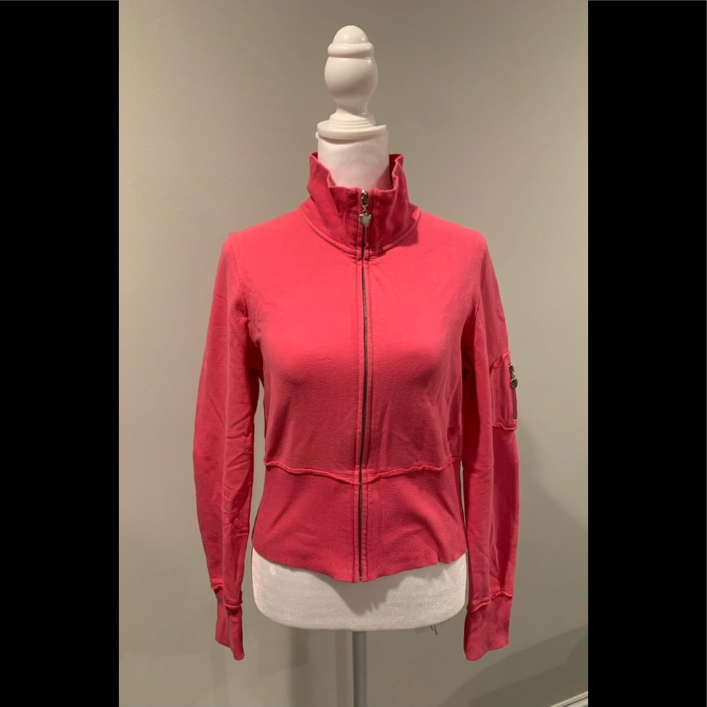 One Step Up Pretty In Pink Zippered Fitted crop Sweatshirt